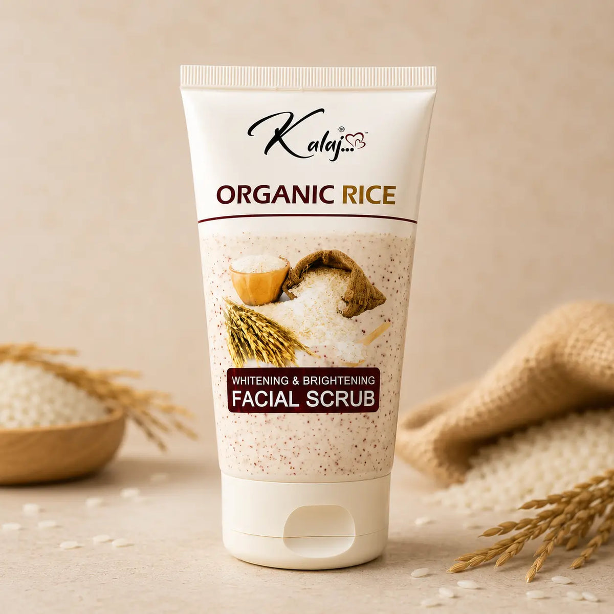 Kalaj Organic Rice Facial Scrub – Whitening & Brightening Exfoliating Scrub (100ml) 2 PCs